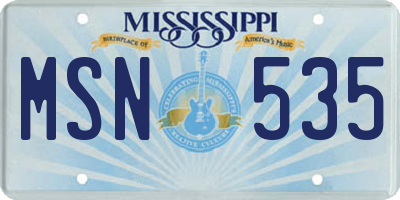 MS license plate MSN535