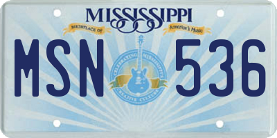 MS license plate MSN536