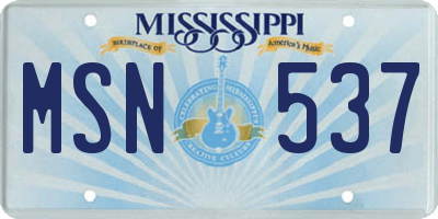 MS license plate MSN537