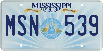 MS license plate MSN539