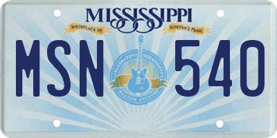 MS license plate MSN540