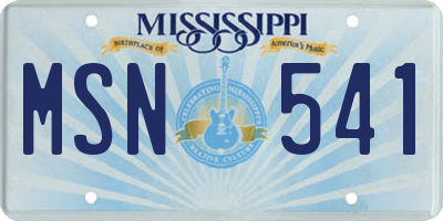 MS license plate MSN541