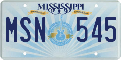 MS license plate MSN545