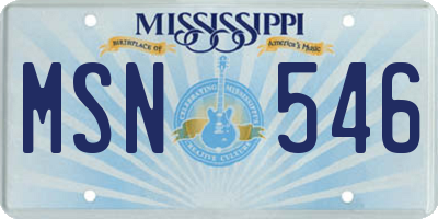 MS license plate MSN546