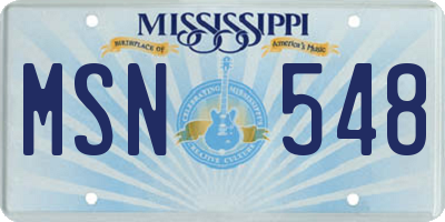 MS license plate MSN548