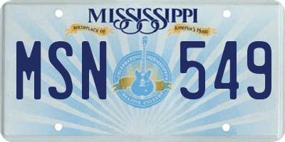 MS license plate MSN549