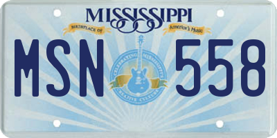 MS license plate MSN558