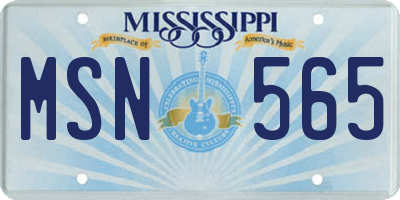 MS license plate MSN565