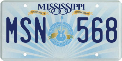 MS license plate MSN568