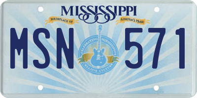 MS license plate MSN571