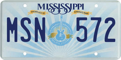 MS license plate MSN572