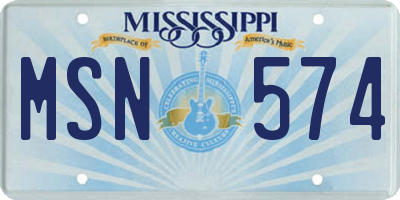 MS license plate MSN574