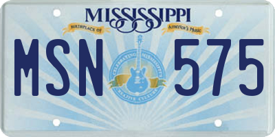 MS license plate MSN575