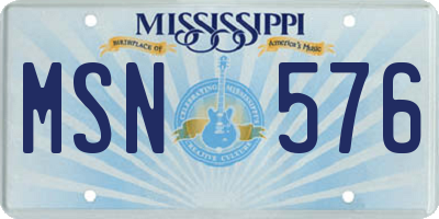 MS license plate MSN576