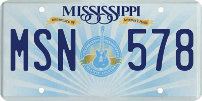 MS license plate MSN578
