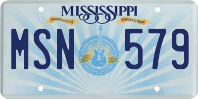 MS license plate MSN579