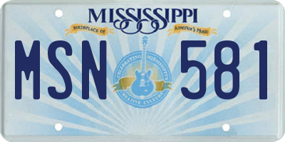 MS license plate MSN581