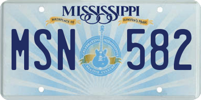 MS license plate MSN582
