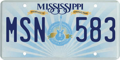 MS license plate MSN583