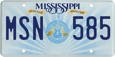 MS license plate MSN585