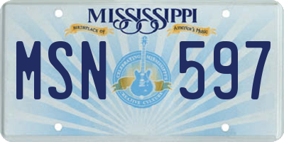 MS license plate MSN597