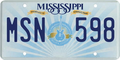MS license plate MSN598