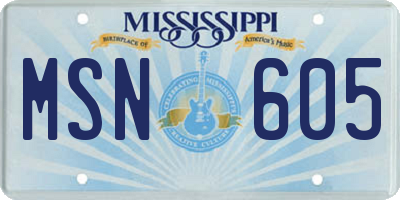 MS license plate MSN605