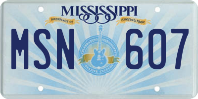 MS license plate MSN607