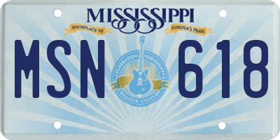 MS license plate MSN618