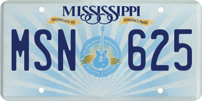 MS license plate MSN625