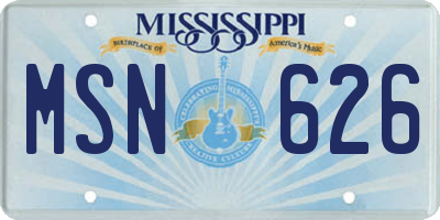 MS license plate MSN626