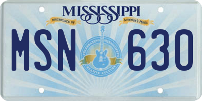 MS license plate MSN630