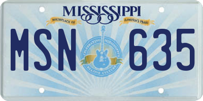 MS license plate MSN635