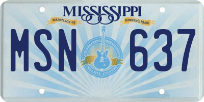 MS license plate MSN637