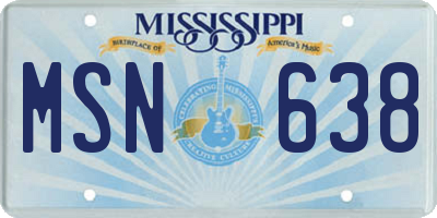 MS license plate MSN638