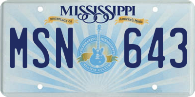MS license plate MSN643
