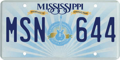 MS license plate MSN644