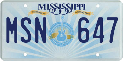 MS license plate MSN647