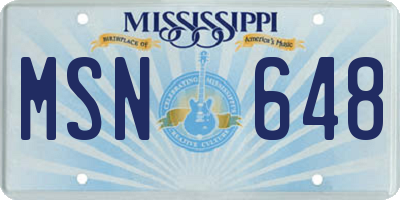 MS license plate MSN648