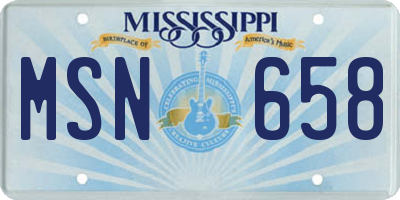 MS license plate MSN658