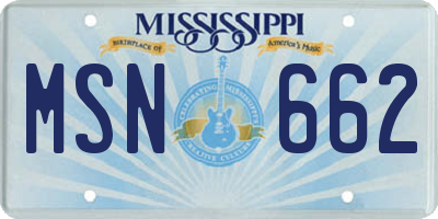 MS license plate MSN662