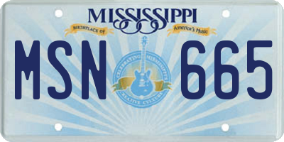 MS license plate MSN665