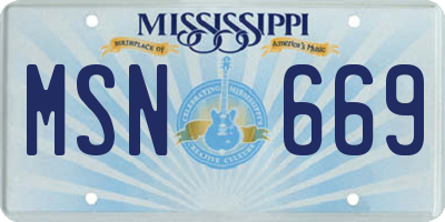 MS license plate MSN669