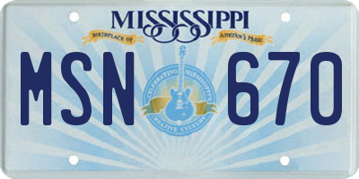 MS license plate MSN670