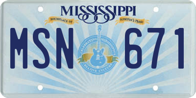 MS license plate MSN671