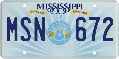 MS license plate MSN672