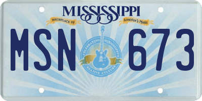 MS license plate MSN673