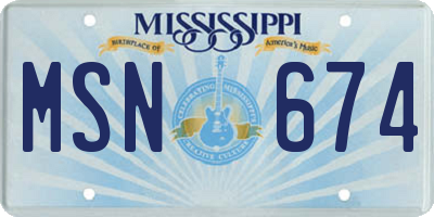 MS license plate MSN674