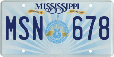 MS license plate MSN678