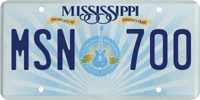 MS license plate MSN700